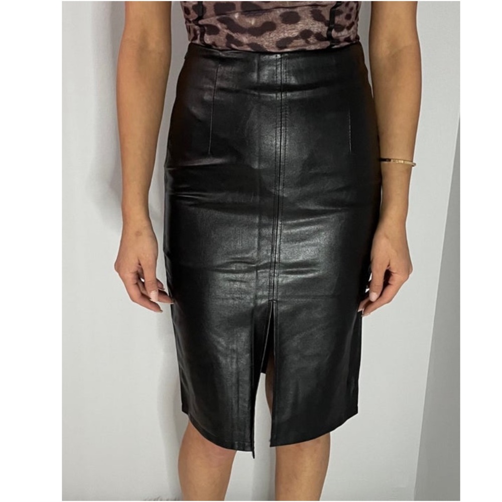 Faux Leather MIDI Skirt